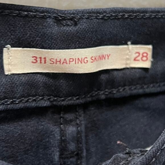 Levi's 311 Shaping Skinny Jeans Black Denim Hi-Rise Cotton Stretch Size 28 - Picture 7 of 10